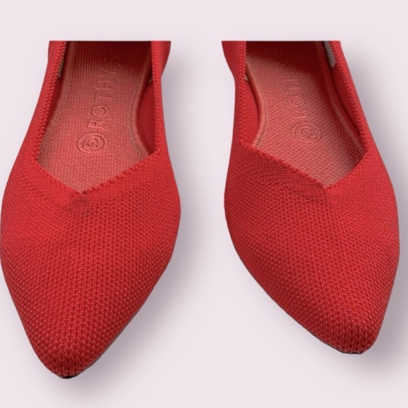 Rothy’s The Point Flame Red Flats Vibrant Bright Solid Flats Women’s Shoes 8 - Picture 3 of 4